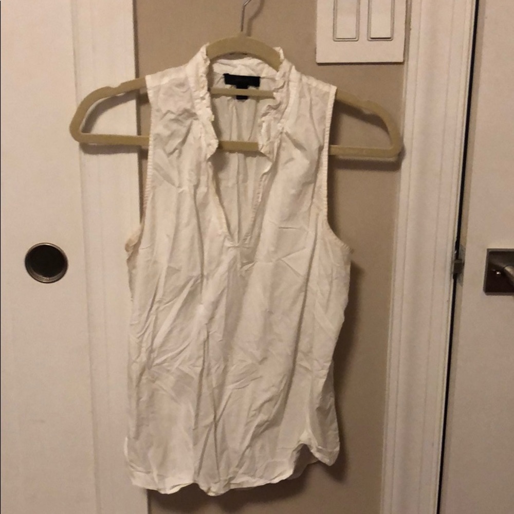 White ruffled look jcrew tank top